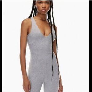 Aritzia The Group by Babaton - ORGANIC SOFT CONTOUR V-NECK JUMPSUIT (Grey)